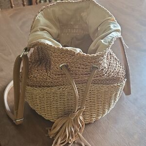 Bucket Bag Paper Woven Women's Bag Crossbody Bag Vintage Style Adjustable Strap